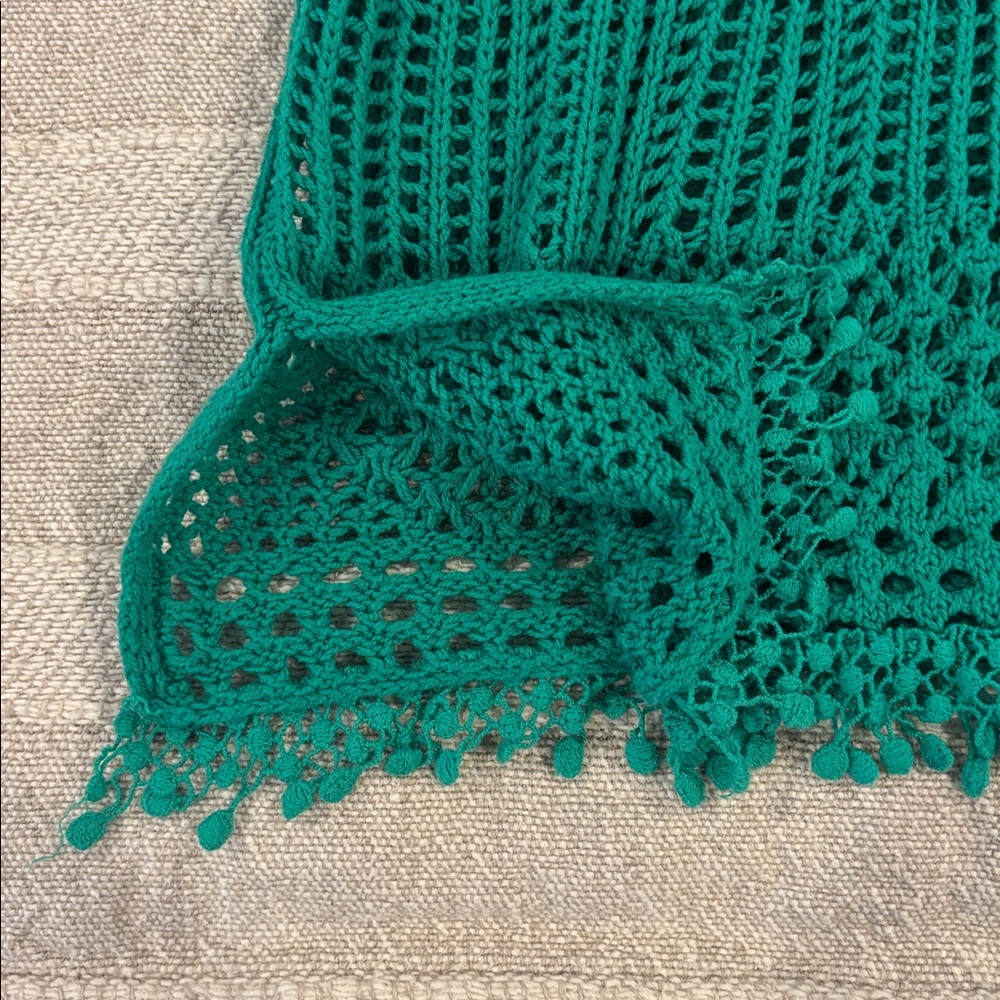 Chico's Crochet Open Knit Pullover Beach Cover Up Green Size 2 - Picture 4 of 5